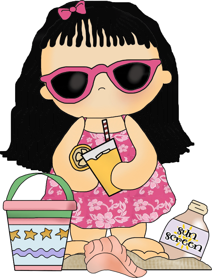 Praia E Piscina - Clip Art (688x900)