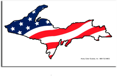 Upper Peninsula Usa Flag Sticker - Poster (480x384)
