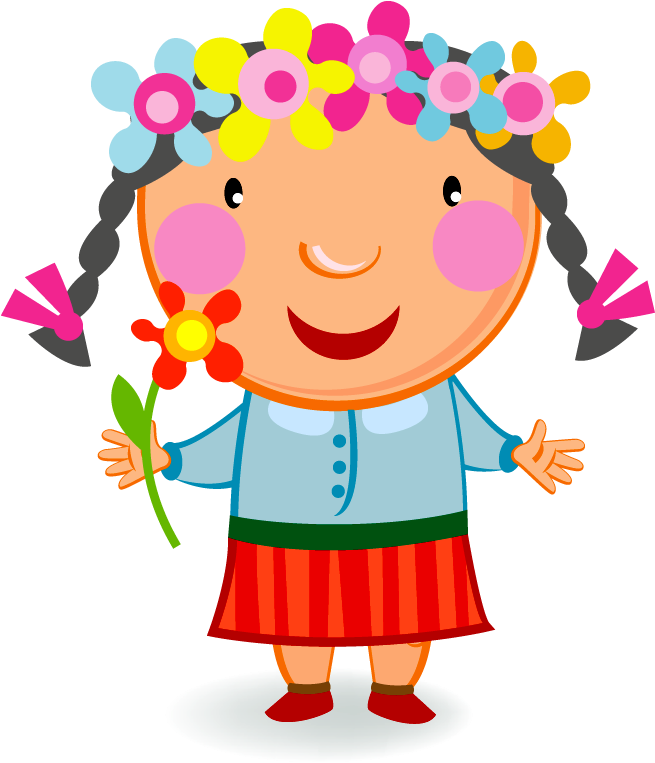 Girl Clipartcute Kidsflower - Kids (675x842)