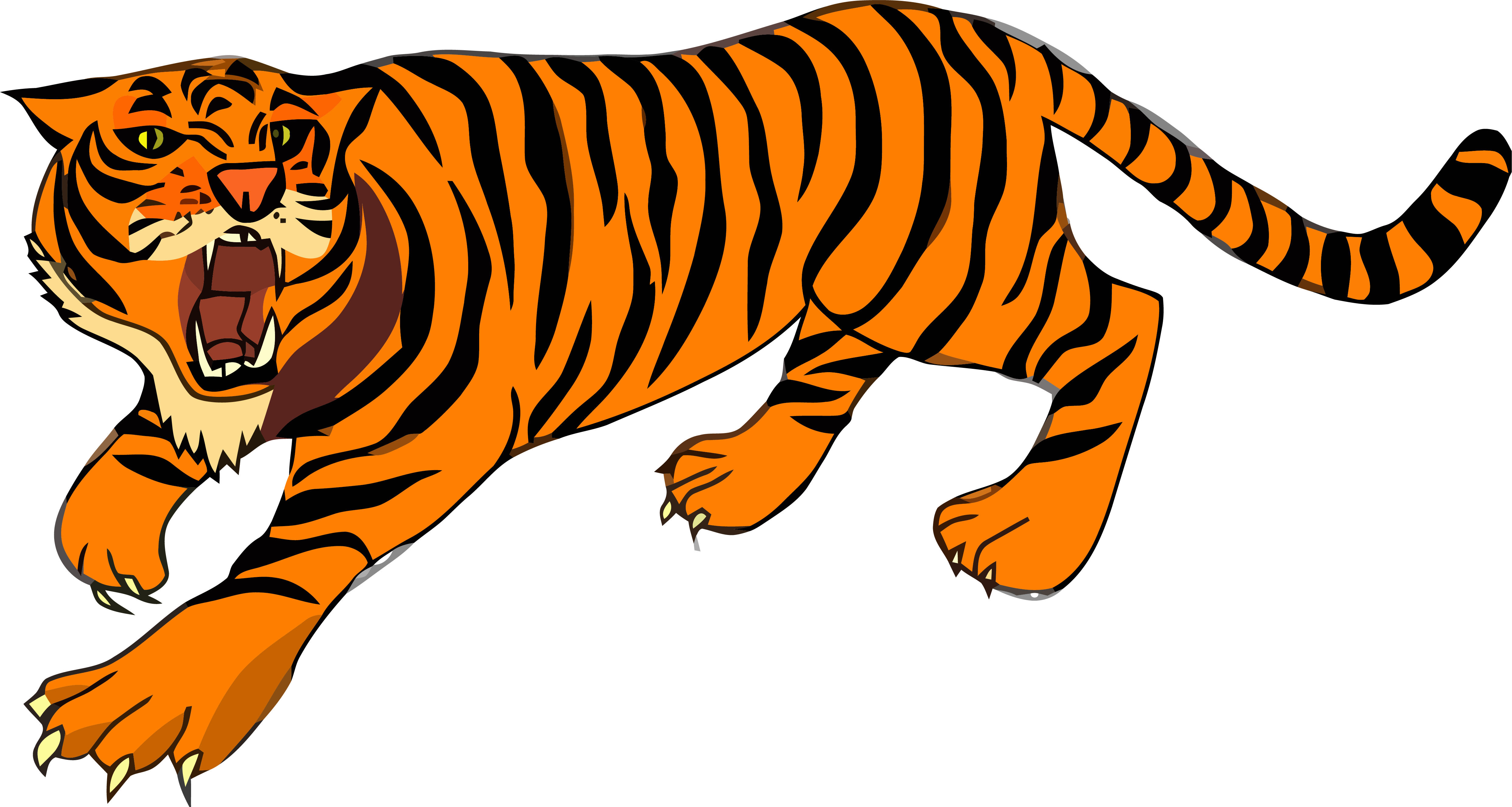 Wild Attack Tigger Clipart Png Image Download - Tiger Clipart (4970x2652)