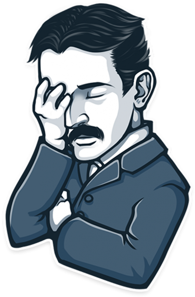 Nikola Tesla No Está Impresionado Oww - Telegram Great Minds Stickers (620x944)