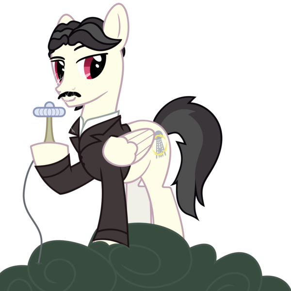 Achenara, Cloud, Hoof Hold, Lidded Eyes, Nikola Tesla, - Tesla Pony (600x600)