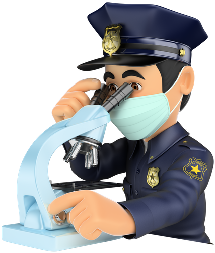 3d Scientific Police Analyzing Forensic Evidence - Police (504x550)