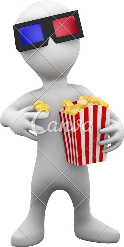 3d Person Eats Popcorn - 3d Film (404x800)