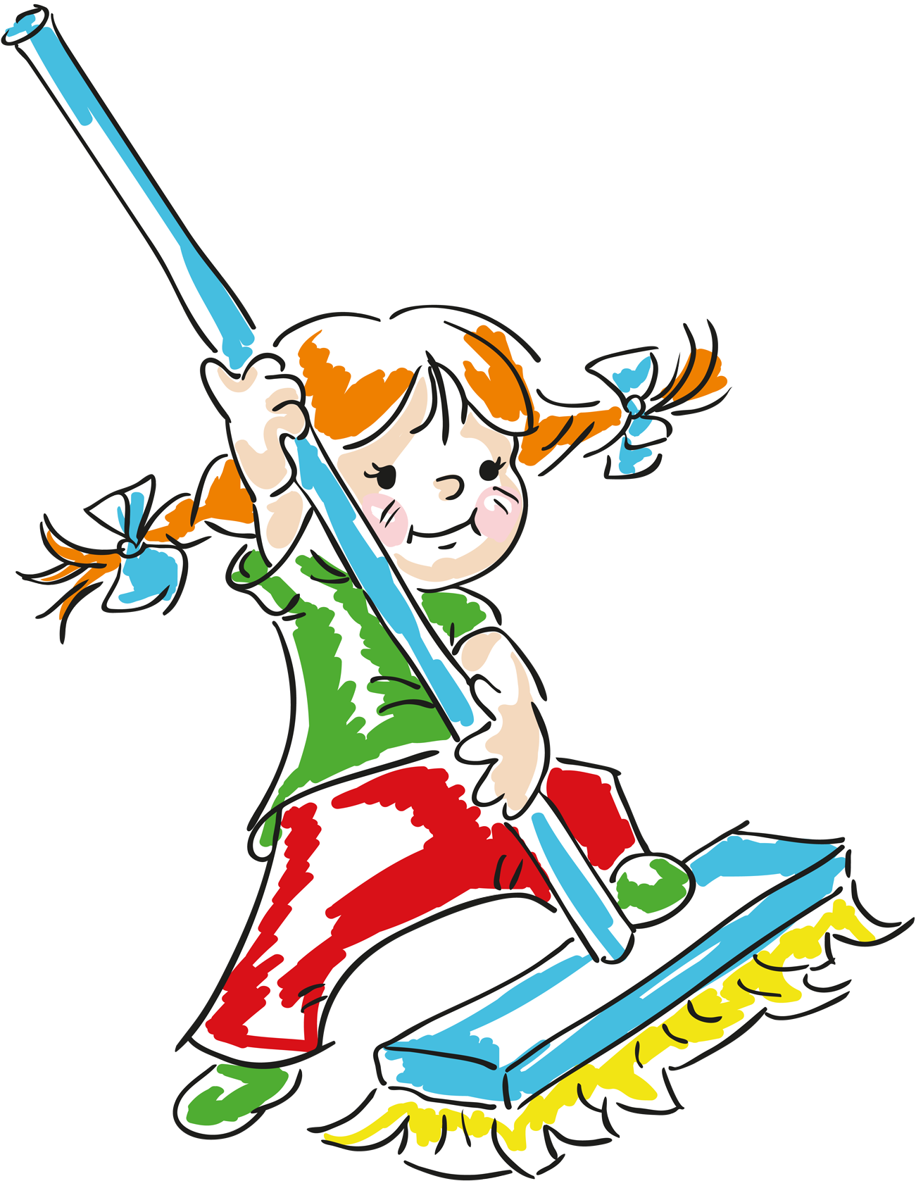 Расписание Дежурных, Учителя И Ученики - Mop The Floor Clipart (1500x1900)