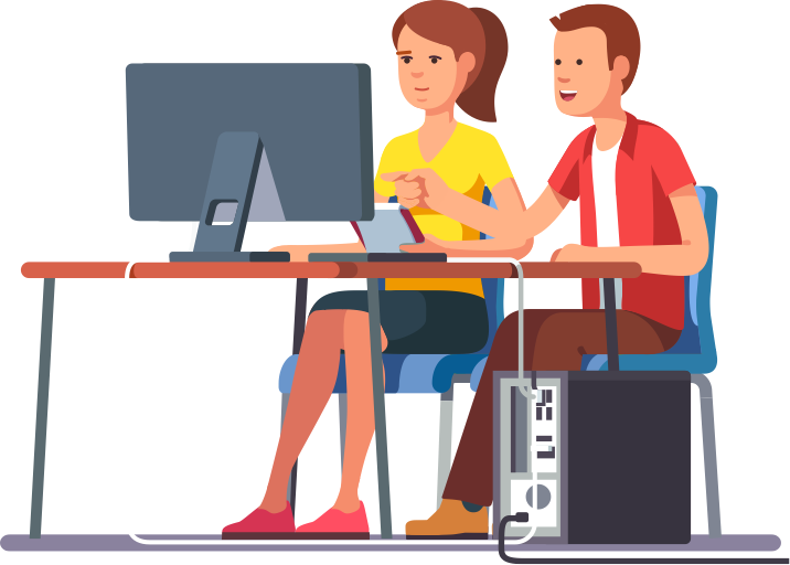 You Should Use The Information Provided Within This - Man And Woman On Desk Cartoon (716x512)