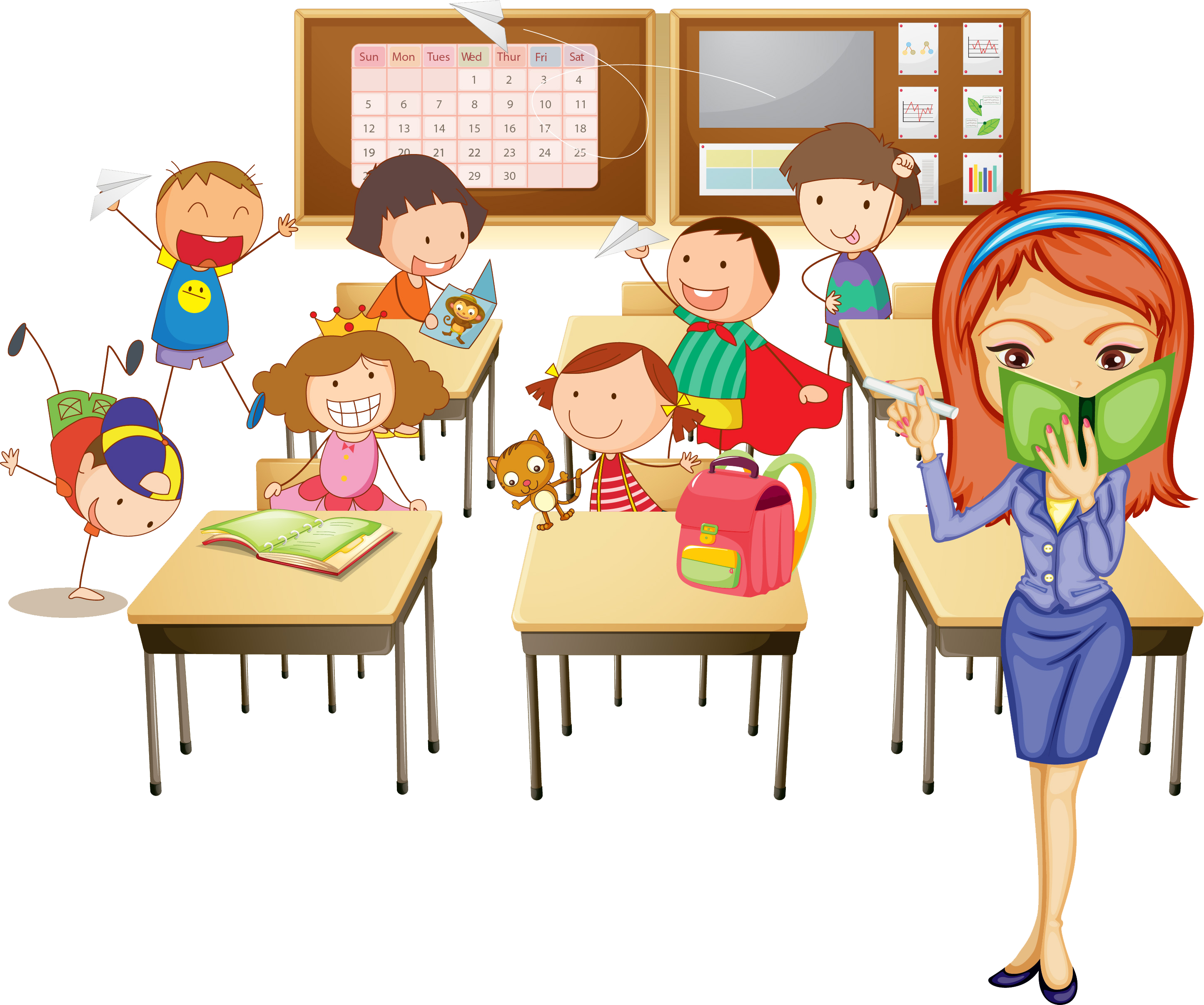 Класс - Teaching In Class Cartoon (2891x2414)
