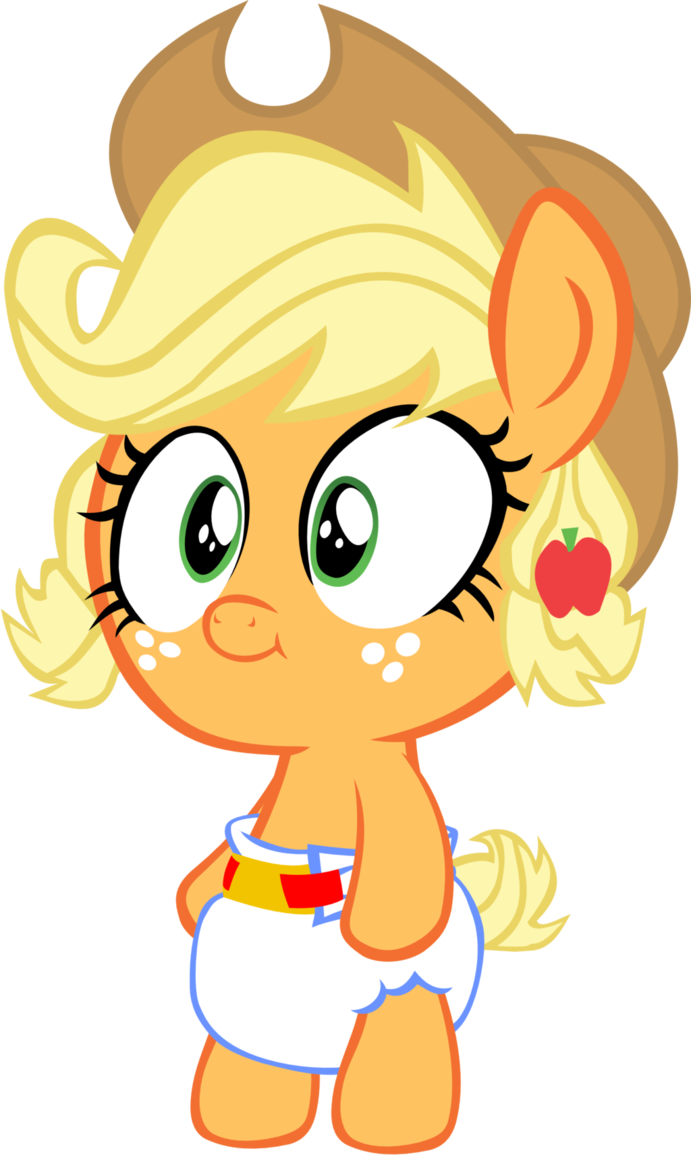 Baby Applejack With Hat By Megarainbowdash2000 - Baby Applejack & Rainbow Dash (691x1155)