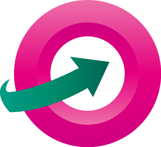 Green Arrow Pink Circle - Circle (549x501)