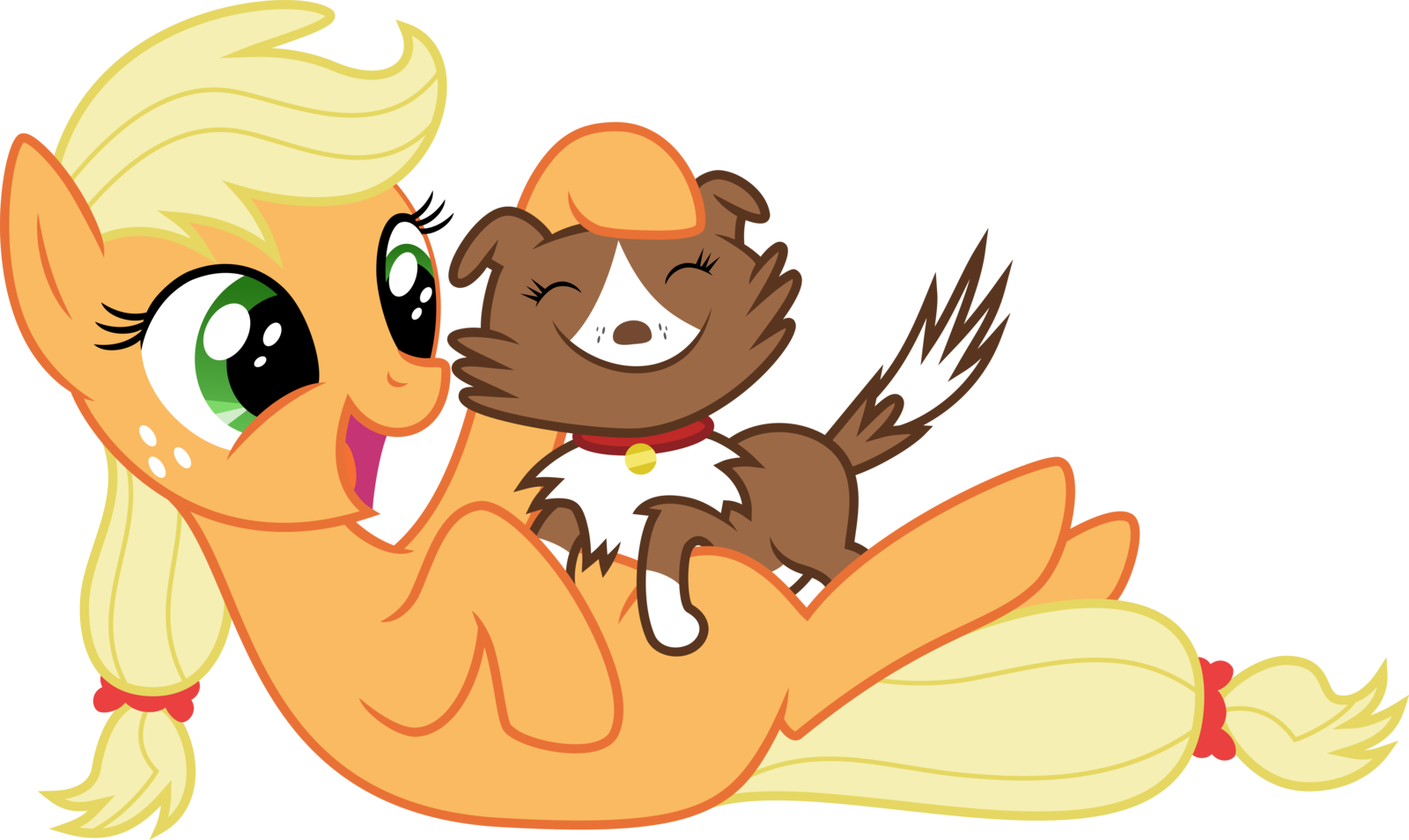 Filly Applejack With Winona By Mactavish1996 By Mactavish1996 - Applejack Y Winona (1600x954)