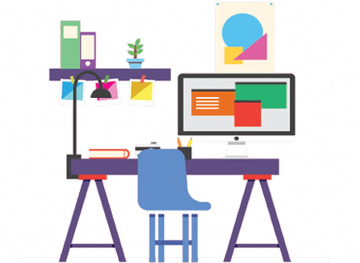 Application Development Services - Ux Designer Desk Graphic (700x511)