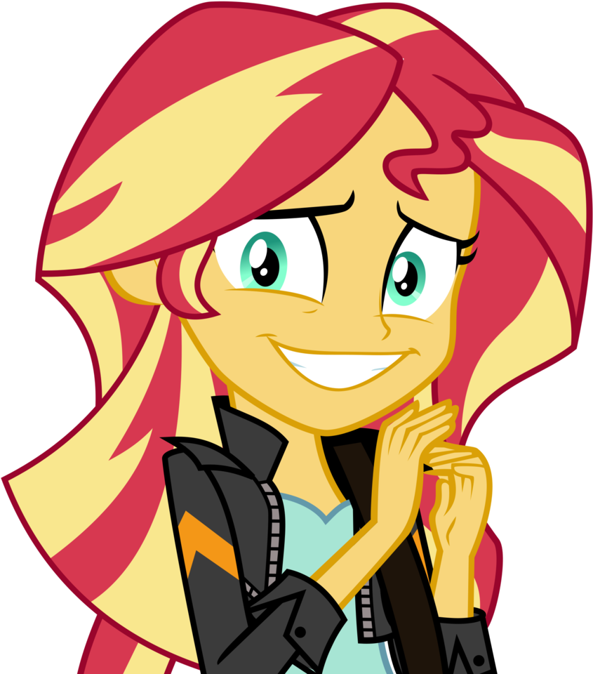 Keronianniroro, Awkward Smile, Clothes, Cute, Equestria - Sunset Shimmer Facial Expression (959x1024)