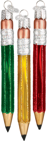 Pencil Ornament Red Green Gold Set Of - Christmas Ornament (516x516)