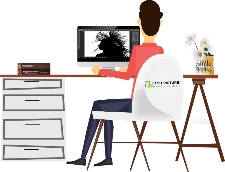 Welcome To Etch-picture - Working On The Computer (732x559)