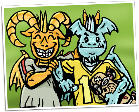 Art Of Dragons Sammie And Nate (blue) - Cartoon (500x392)