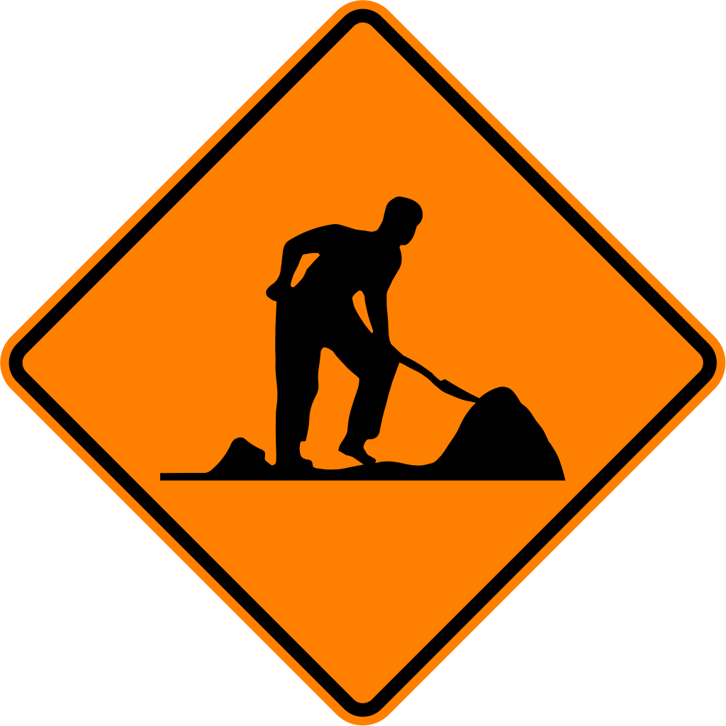 Vector Graphics Of Construction Work Warning Square - Road Work Ahead Sign (1024x1024)