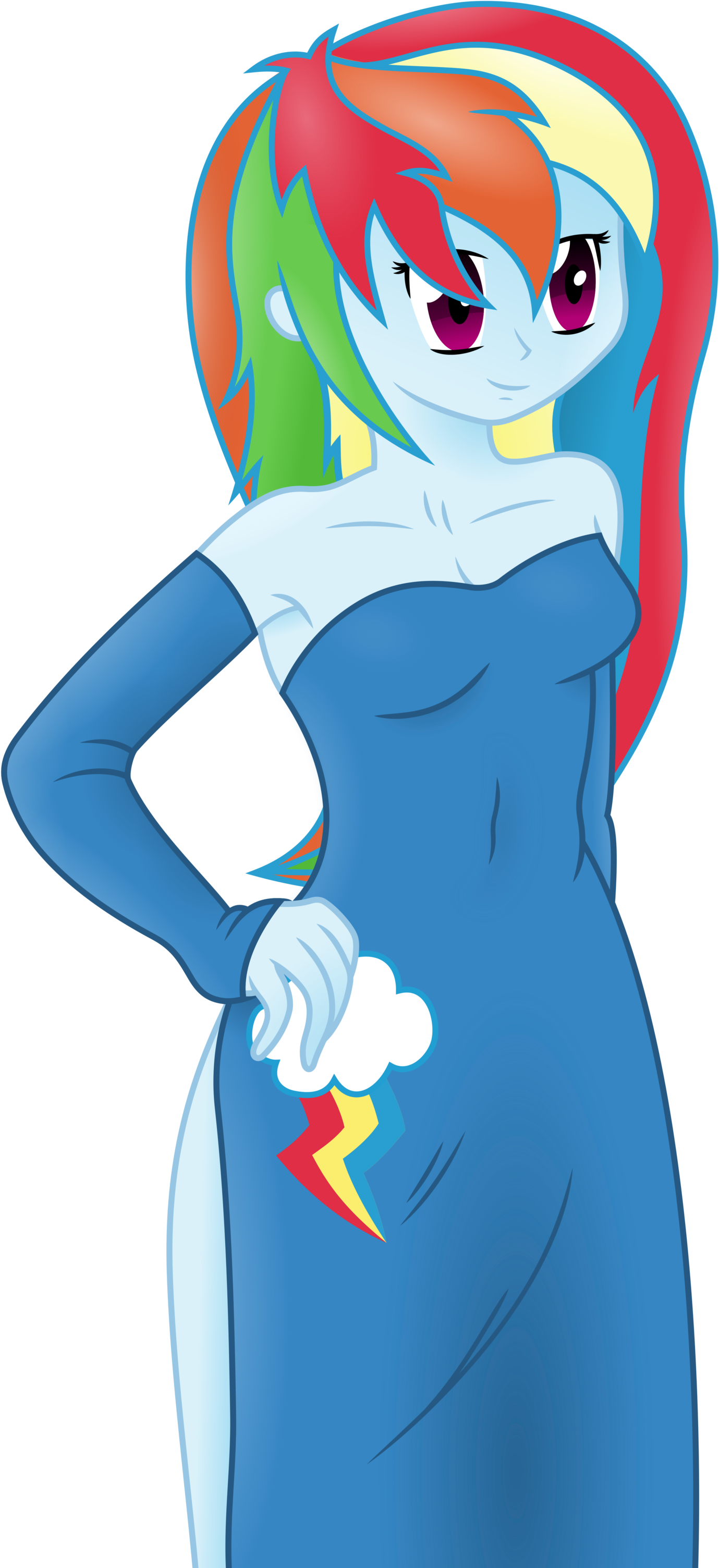 Human Rainbow Dash With Dress - Anime (1600x3086)
