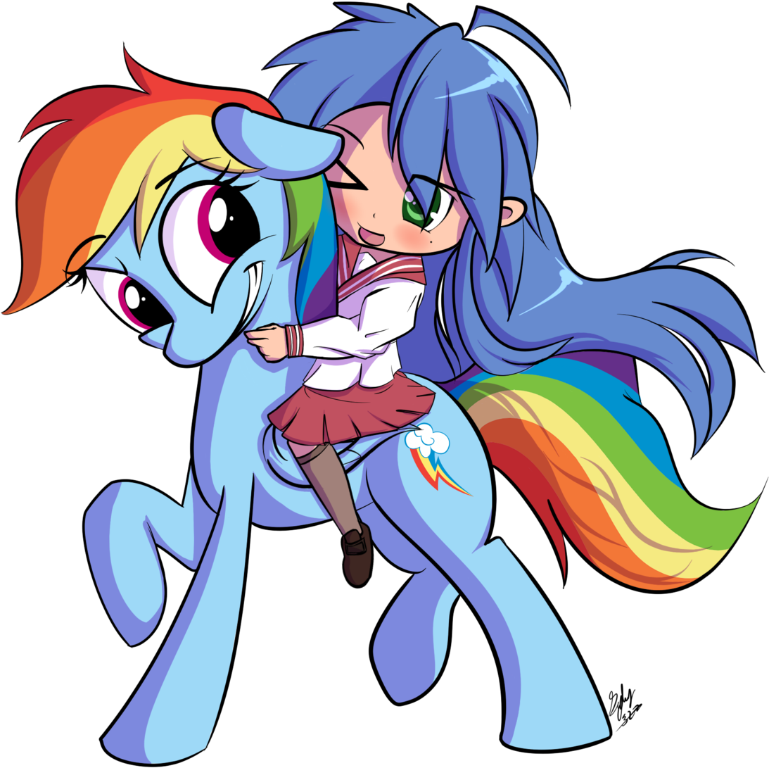 Lucky Star, Pony, Rainbow Dash, Riding, Safe, School - My Little Pony Lucky Stars (1280x1280)
