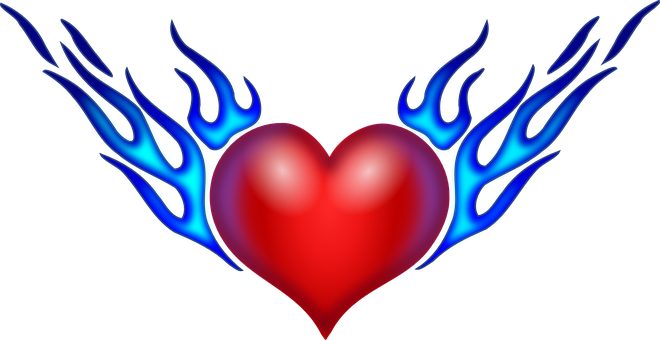 Chrisdesign Burning Heart Med Free Images At Clker - Draw A Heart With Wings (660x340)