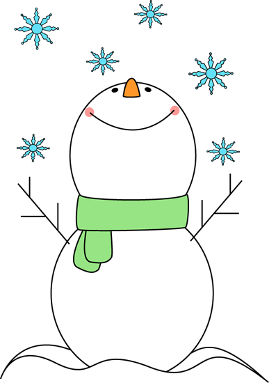 Cute Snowflake Clipart - Cute Snowman Looking Up (387x550)