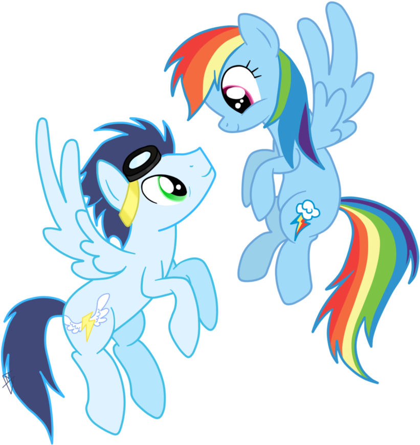 My Little Pony Rainbow Dash And Soarin Kiss - Rainbow Dash X Soarin (855x935)