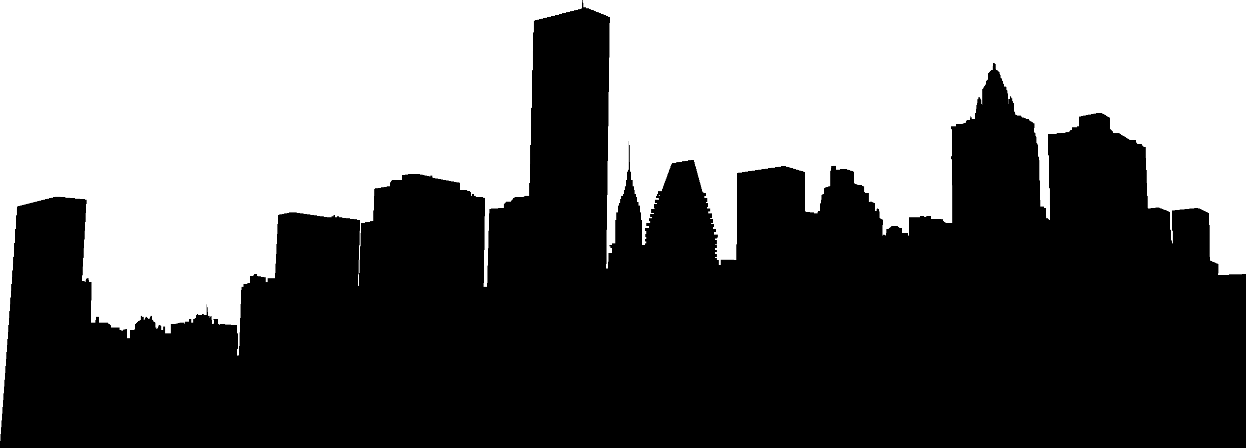Silhouette City Skyline - Skyscraper Silhouette (2533x911)