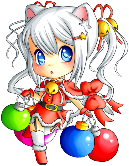 Christmas Neko 2o1o By The Orchestra System On Deviantart - Chibi Anime Christmas Elf (465x590)