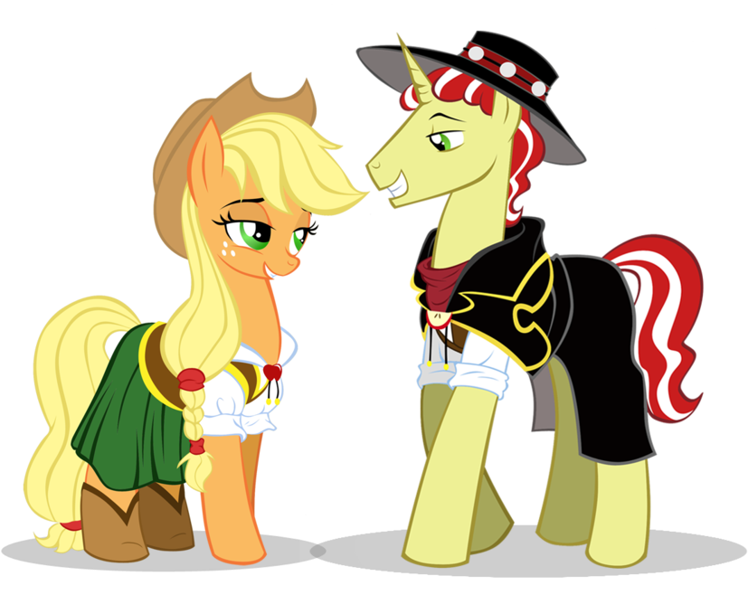 Flim And Applejack Wild West By Moostargazer On Deviantart - Applejack X Flim And Flam (900x657)