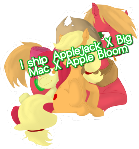 I Ship Applejack X Big Mac X Apple Bloom, And Its One - Ship (500x525)