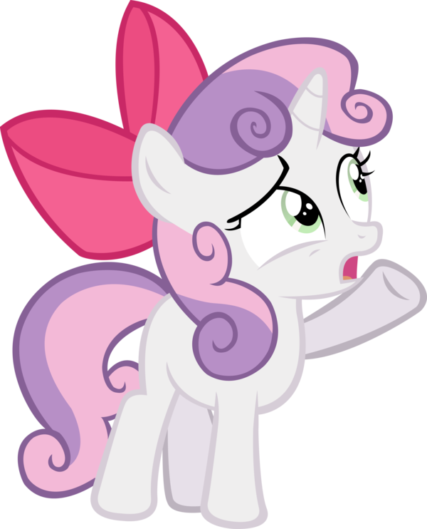 Sweetie Belle With Apple Bloom's Bow - Sweetie Belle And Applebloom (600x742)
