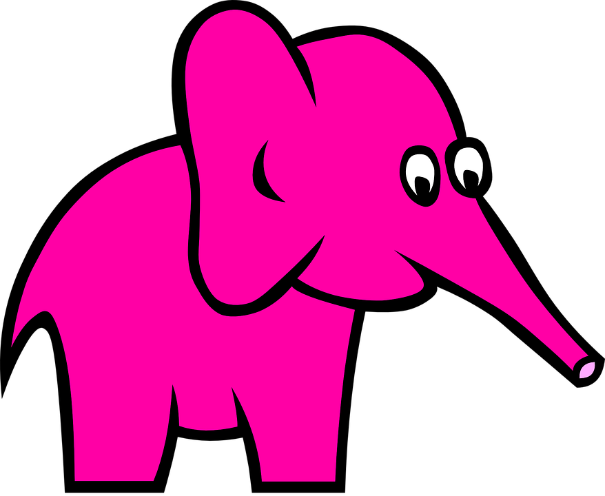 Elephant, Animal, Pink, Cute, Girly, Side, Cartoon - Gambar Hewan Animasi Berwarna (878x720)