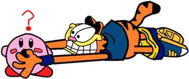 Garfield And Kirby Colored By Hobo5788 - Cartoon (400x300)