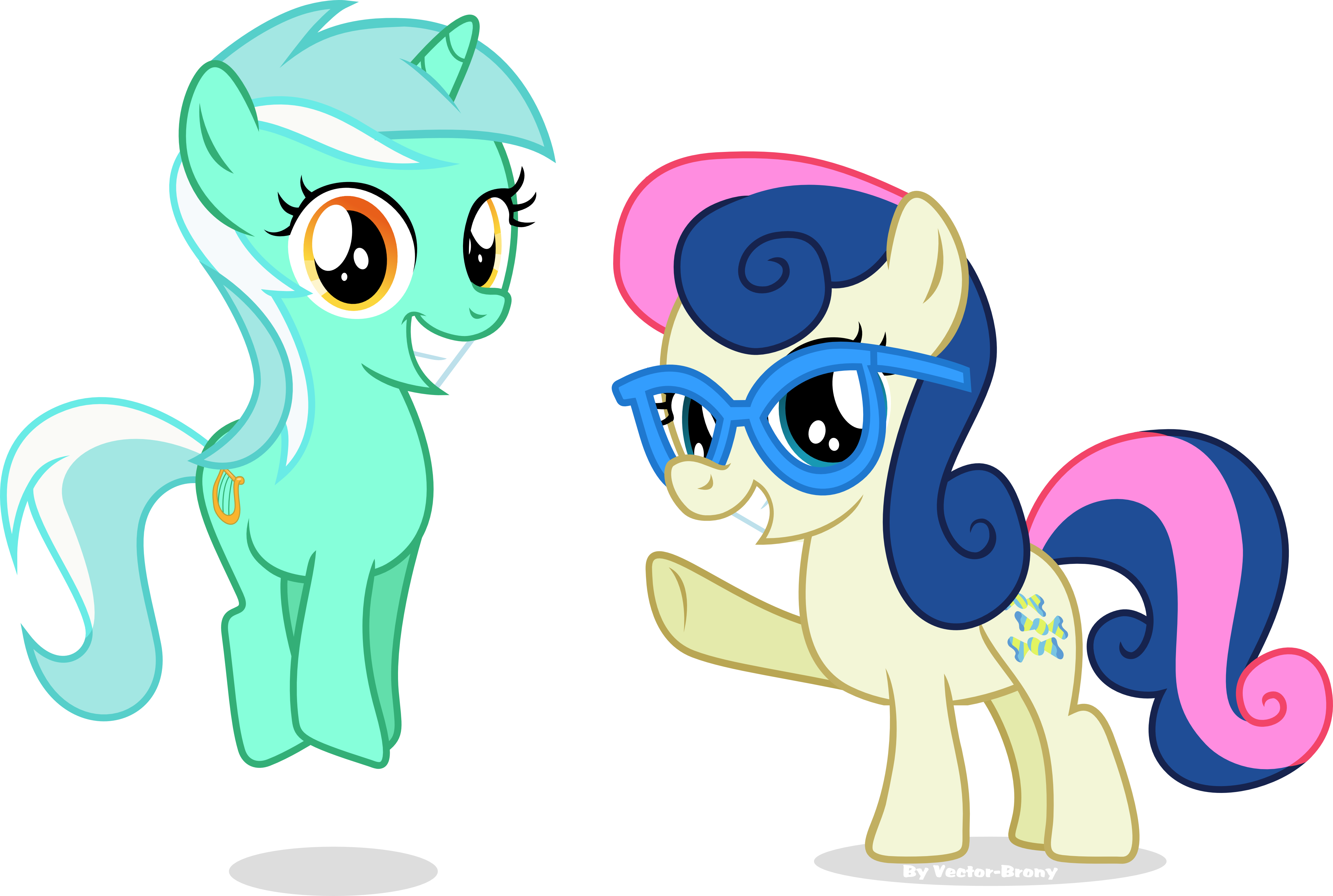 Filly Lyra And Bonbon By Vector-brony - Lyra And Bon Bon Filly (4474x3008)