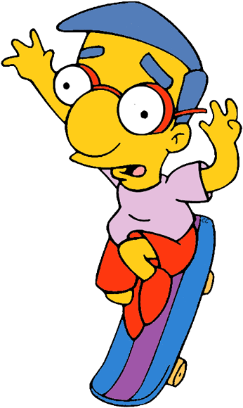 The Simpsons Clip Art - Milhouse On A Skateboard (353x585)