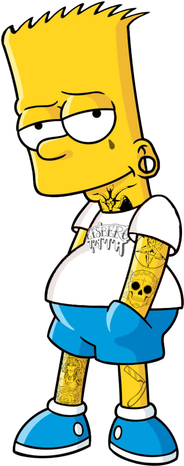 Death Is The Only Mortal Transparent Hardcore Bart - Bart Simpson Front (483x944)