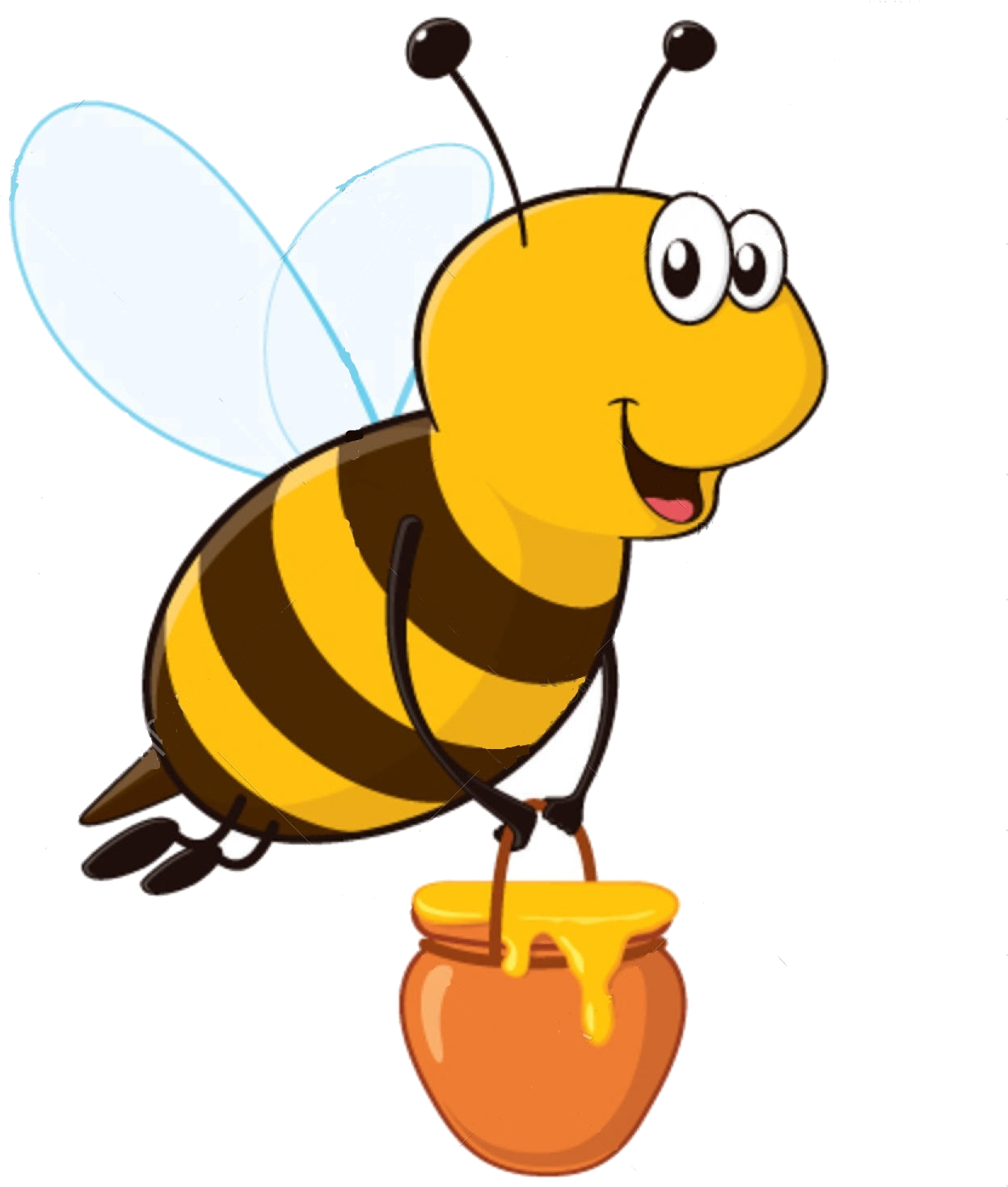 Happy - Honey Pot With Bee (1448x1470)