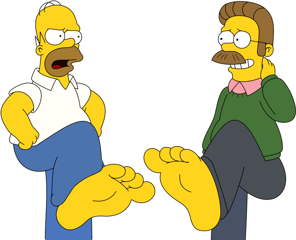 Homer Simpson And Ned Flanders Feet Stomping By Skippy1989 - Bart Simpson Shows His Foot (1024x836)