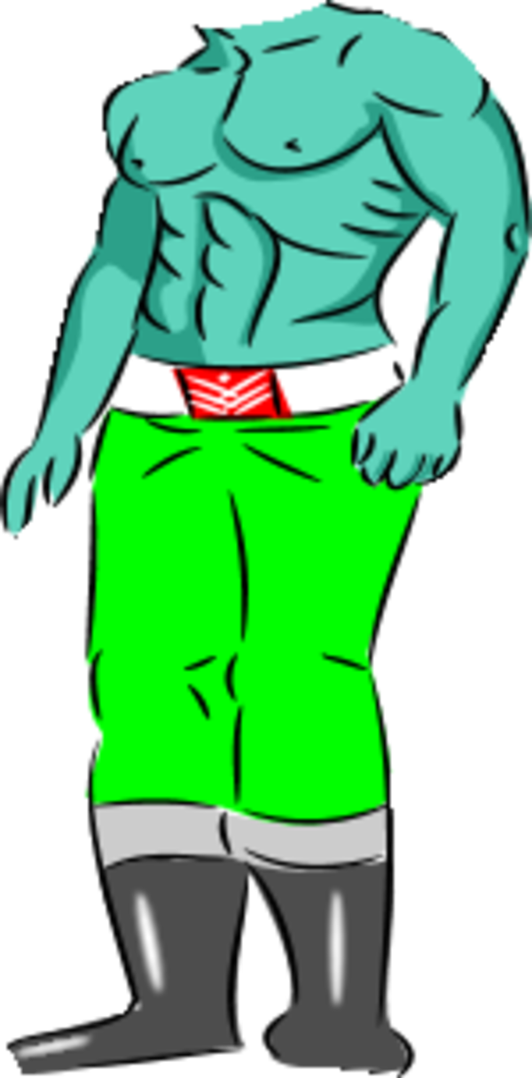 Body Builder Wearing Pants - Cartoon Body Without Head (600x1216)