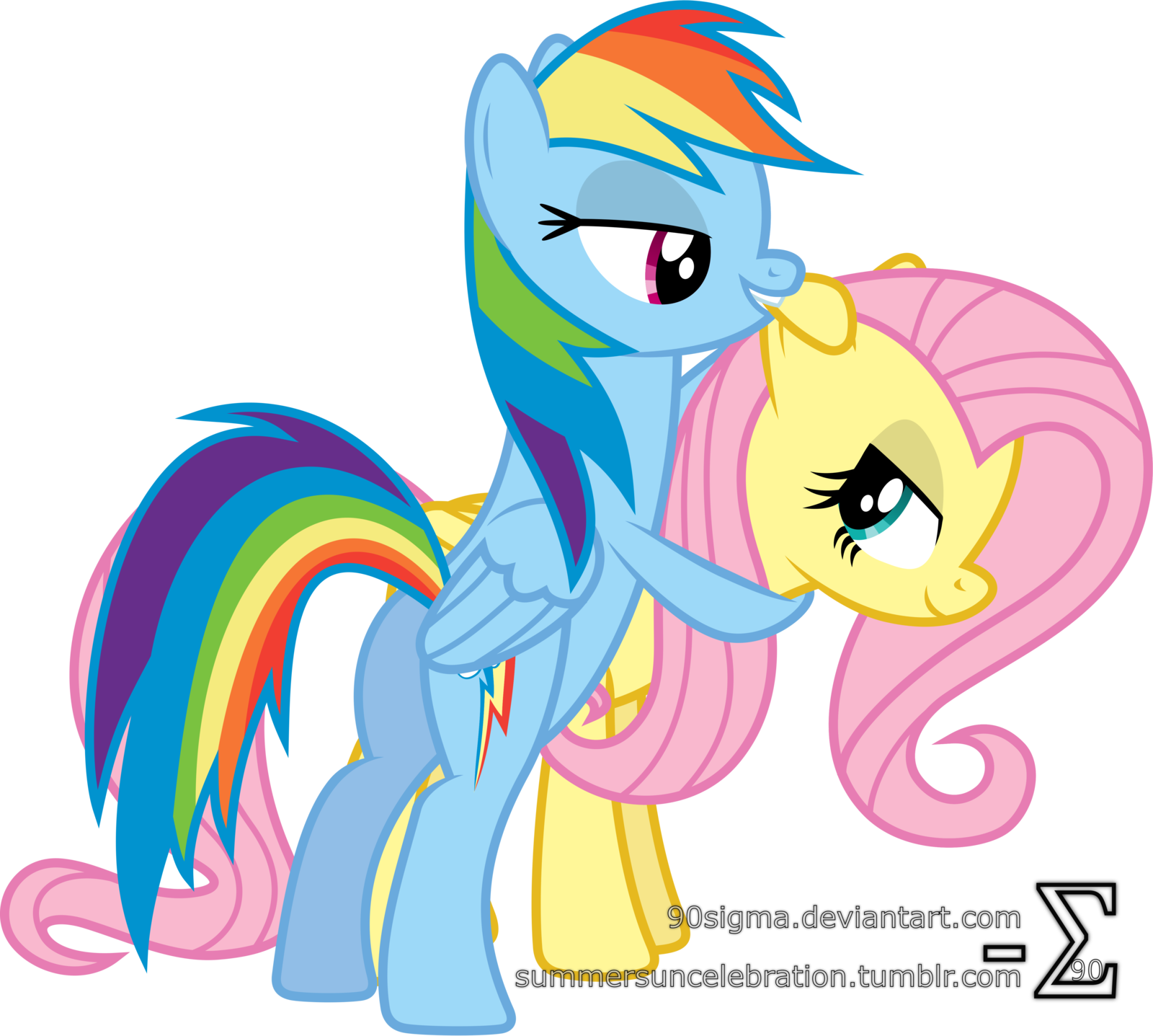 My Little Pony Fluttershy And Rainbow Dash Love - Rainbow Dash X Fluttershy (1600x1437)