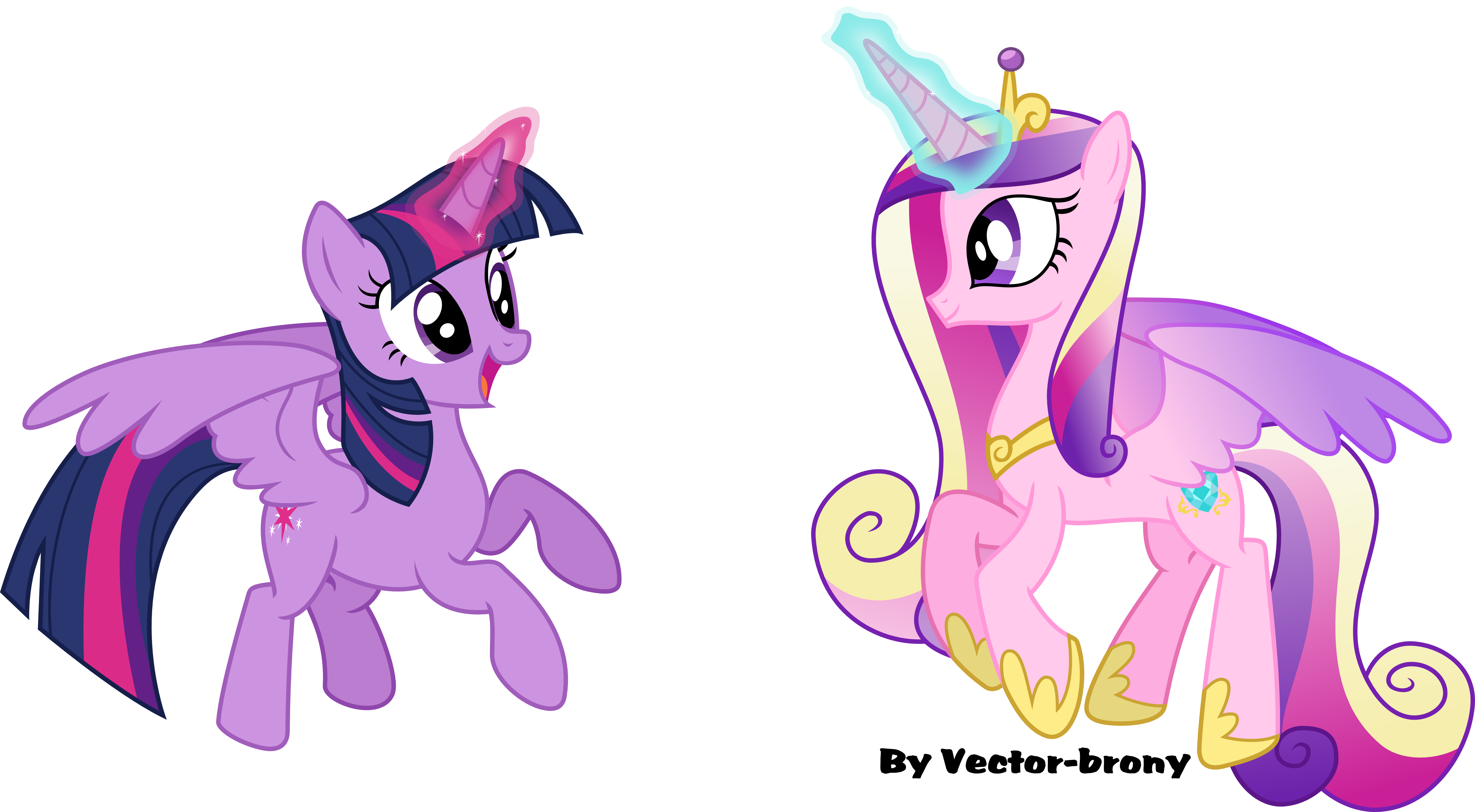 Vector-brony, Female, Flying, Magic, Mare, Pony, Princess - Mlp Princess Cadence And Princess Twilight (5877x3236)