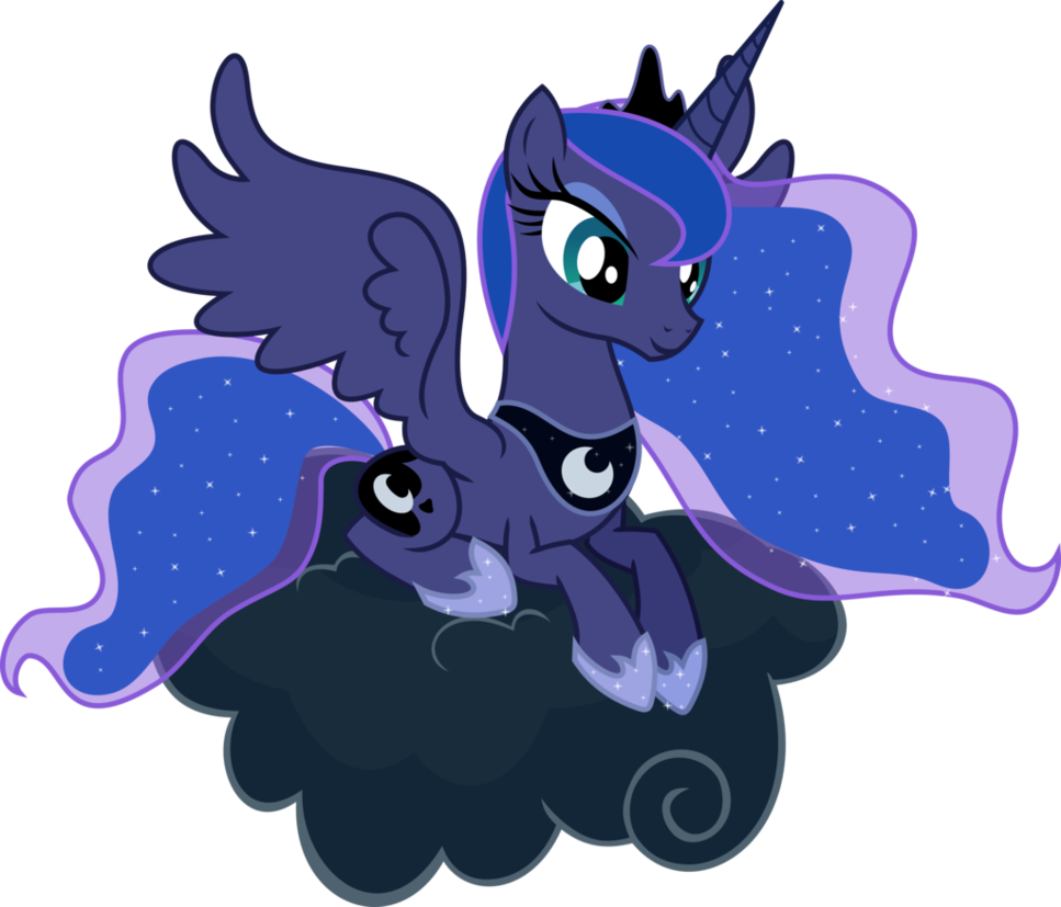Luna On A Cloud By The-intelligentleman - Tekening My Little Pony Princess Luna (967x827)