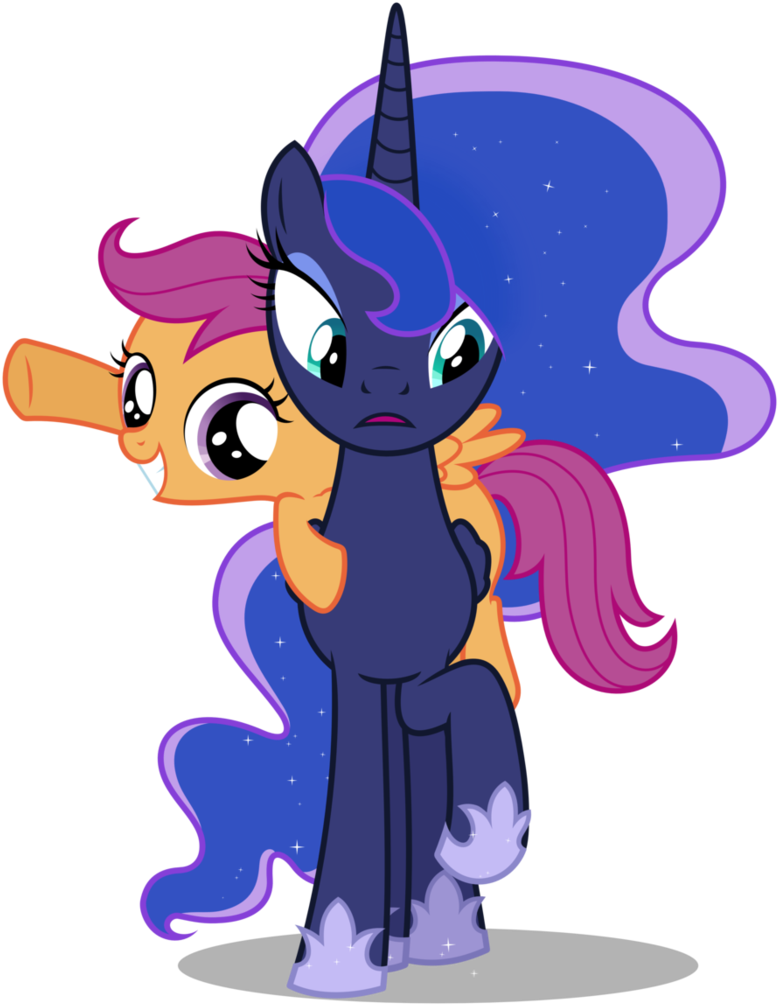 Luna And Scoots 01 By Zutheskunk On Deviantart - Front View Luna Mlp (787x1014)