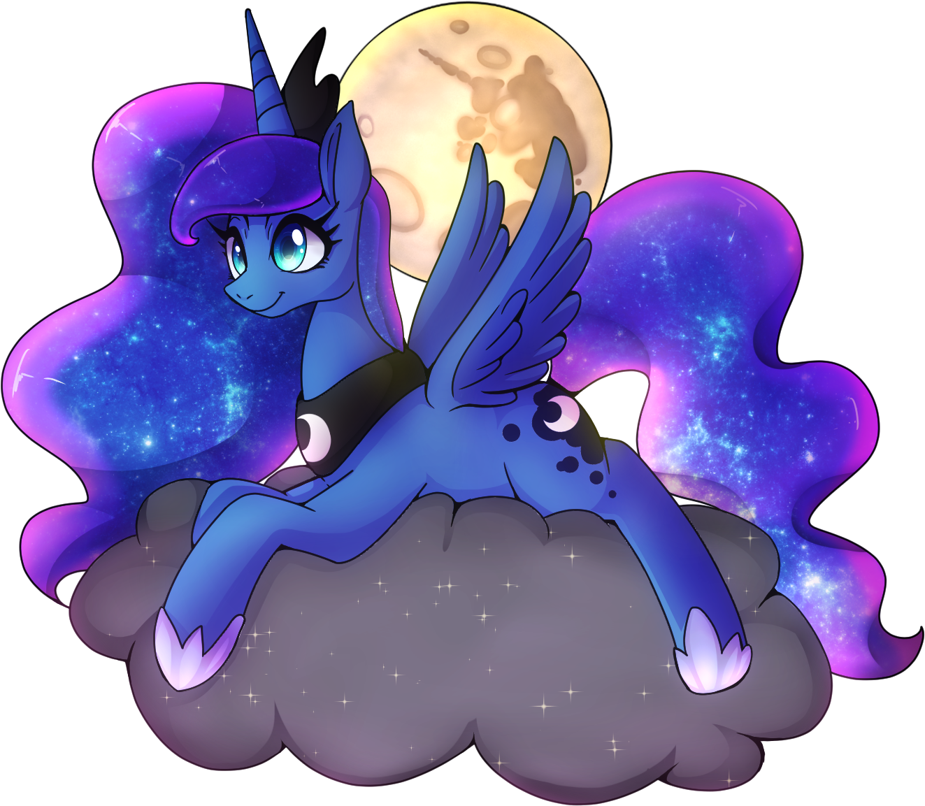 Hosikawa, Cloud, Cute, Mare In The Moon, Moon, Princess - Cartoon (1378x1378)