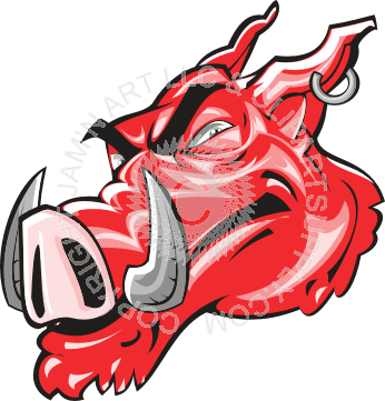 Mean Wild Boar Head Looking To The Left - Arkansas Razorbacks Men's Basketball (346x361)