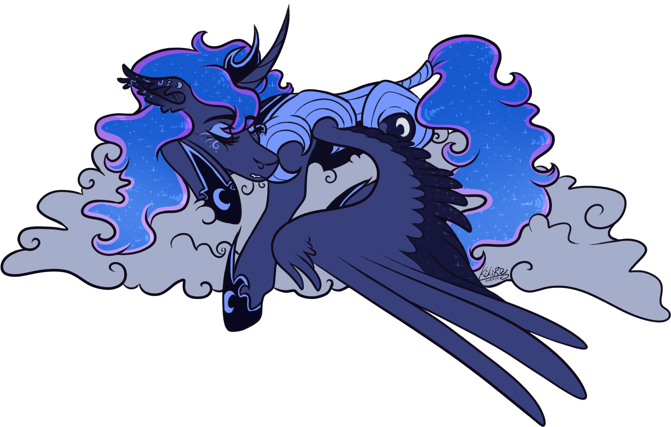 Kikirdcz, Cloud, Female, Mare, Pony, Princess Luna, - Cartoon (2480x1513)