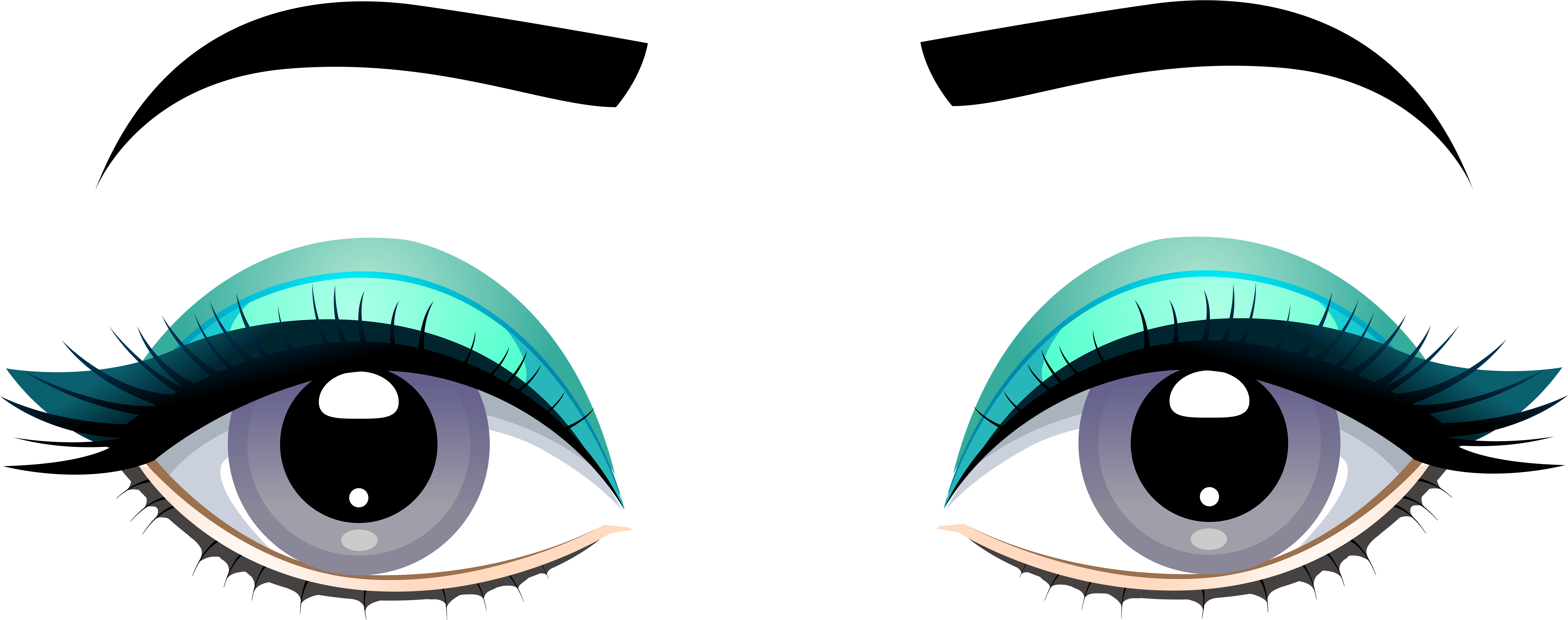 Grey Female Eyes With Eyebrows Png Clip Art - Clip Art (8000x3233)