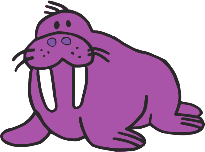 Walrus Sea Lion Drawing Clip Art - Purple Walrus Clipart (700x525)