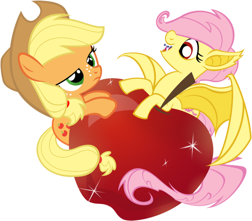 Apple, Applejack, Artist - Flutershy And Flutterbat (900x900)