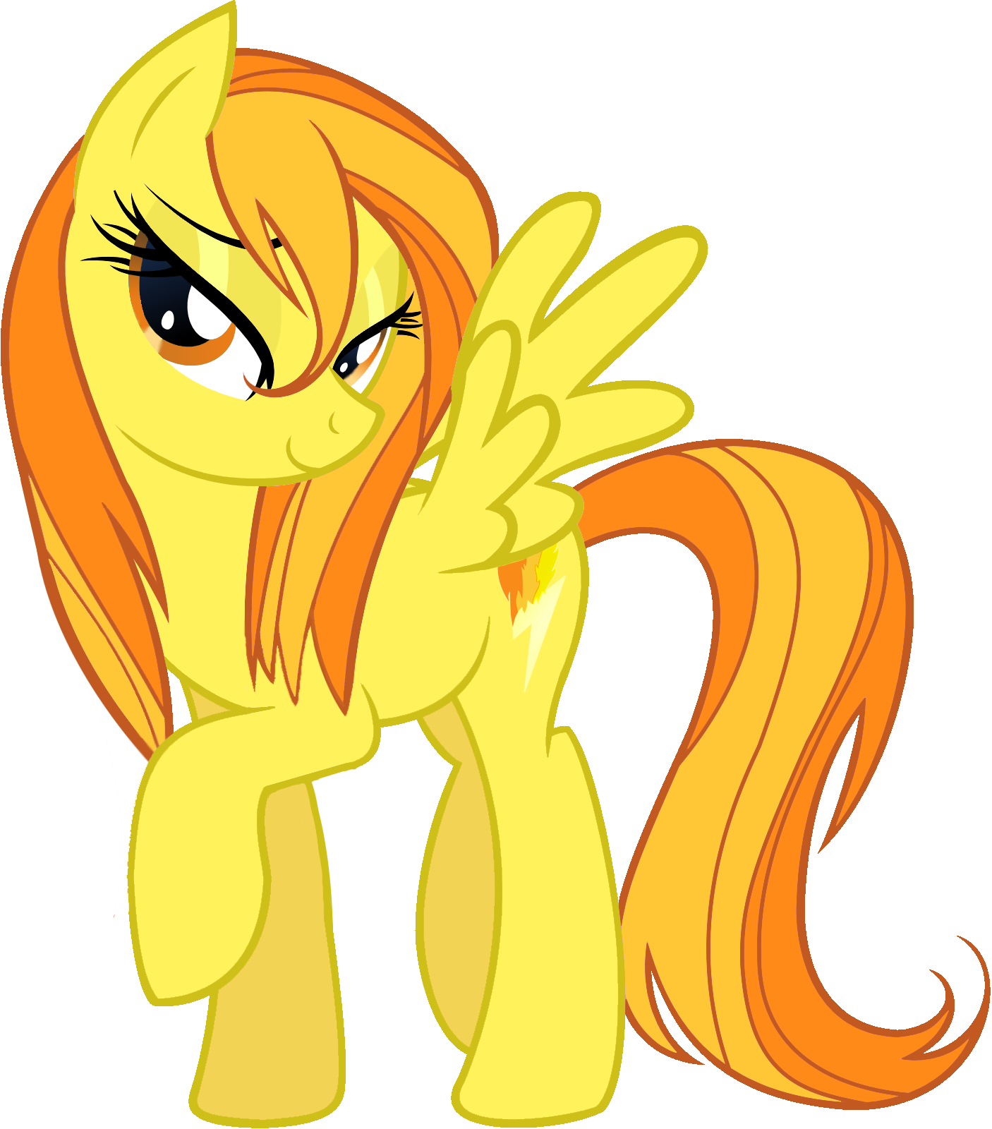 Spitfire With Wet Mane By Kubekkakabrony Spitfire With - My Little Pony Yellow With Orange Hair (1406x1600)
