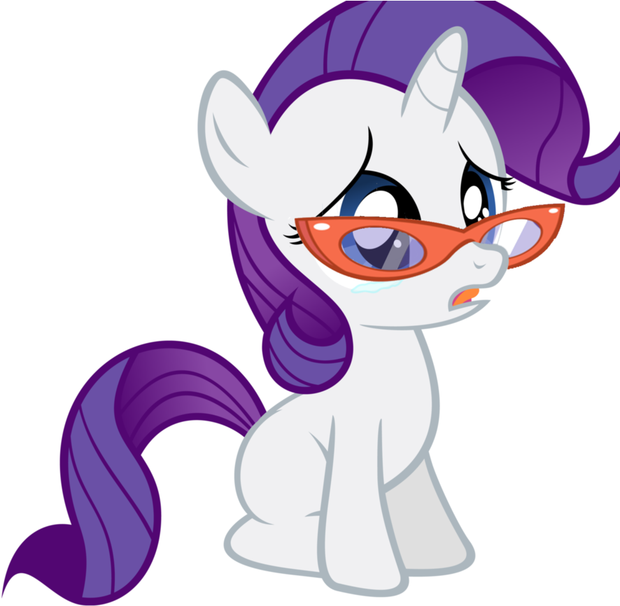 Filly Rarity With Cute Glasses Vector By Ponyglam - Rarity Filly Sad (899x889)